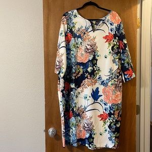 Floral Jersey Sheath Dress 20W blue  Eci women